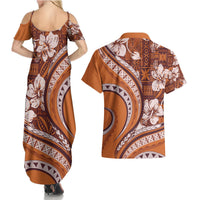 Hawaiian Hibiscus Tribal Vintage Motif Couples Matching Summer Maxi Dress and Hawaiian Shirt Ver 5 LT9 - Polynesian Pride