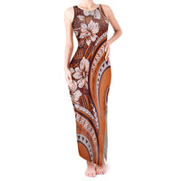 Hawaiian Hibiscus Tribal Vintage Motif Tank Maxi Dress Ver 5 LT9 Women Gold - Polynesian Pride