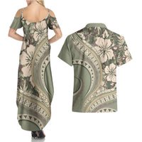 Hawaiian Hibiscus Tribal Vintage Motif Couples Matching Summer Maxi Dress and Hawaiian Shirt Ver 6 LT9 - Polynesian Pride