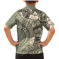 Hawaiian Hibiscus Tribal Vintage Motif Family Matching Mermaid Dress and Hawaiian Shirt Ver 6
