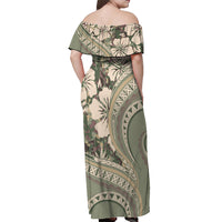 Hawaiian Hibiscus Tribal Vintage Motif Off Shoulder Maxi Dress Ver 6 LT9 - Polynesian Pride