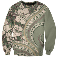 Hawaiian Hibiscus Tribal Vintage Motif Sweatshirt Ver 6 LT9 Unisex Green Pastel - Polynesian Pride