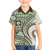 Hawaiian Hibiscus Tribal Vintage Motif Family Matching Short Sleeve Bodycon Dress and Hawaiian Shirt Ver 7