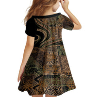 Hawaiian Hibiscus Tribal Vintage Motif Family Matching Tank Maxi Dress and Hawaiian Shirt Ver 8