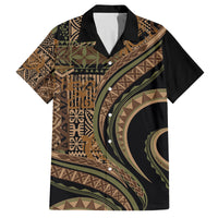 Hawaiian Hibiscus Tribal Vintage Motif Family Matching Tank Maxi Dress and Hawaiian Shirt Ver 8
