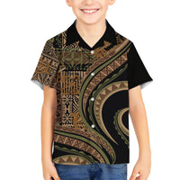 Hawaiian Hibiscus Tribal Vintage Motif Family Matching Tank Maxi Dress and Hawaiian Shirt Ver 8