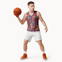 Hawaii Hibiscus Lei Basketball Jersey Hawaiian Flag Motif LT9 - Polynesian Pride
