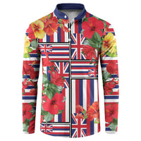 Hawaii Hibiscus Lei Button Sweatshirt Hawaiian Flag Motif