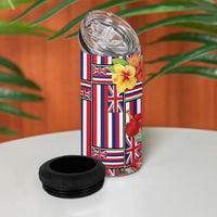 Hawaii Hibiscus Lei 4 in 1 Can Cooler Tumbler Hawaiian Flag Motif LT9 - Polynesian Pride
