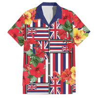 Hawaii Hibiscus Lei Family Matching Long Sleeve Bodycon Dress and Hawaiian Shirt Hawaiian Flag Motif LT9 Dad's Shirt - Short Sleeve Red - Polynesian Pride