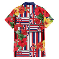 Hawaii Hibiscus Lei Family Matching Long Sleeve Bodycon Dress and Hawaiian Shirt Hawaiian Flag Motif LT9 Dad's Shirt - Long Sleeve Red - Polynesian Pride