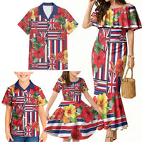 Hawaii Hibiscus Lei Family Matching Mermaid Dress and Hawaiian Shirt Hawaiian Flag Motif LT9 - Polynesian Pride