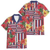 Hawaii Hibiscus Lei Family Matching Mermaid Dress and Hawaiian Shirt Hawaiian Flag Motif LT9 Dad's Shirt - Short Sleeve Red - Polynesian Pride