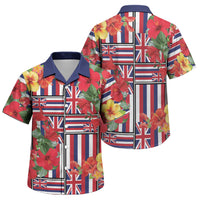 Hawaii Hibiscus Lei Family Matching Tank Maxi Dress and Hawaiian Shirt Hawaiian Flag Motif LT9 Son's Shirt Red - Polynesian Pride