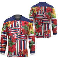 Hawaii Hibiscus Lei Hockey Jersey Hawaiian Flag Motif