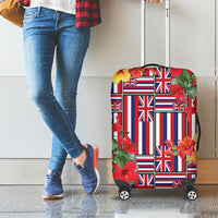 Hawaii Hibiscus Lei Luggage Cover Hawaiian Flag Motif LT9 - Polynesian Pride