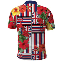 Hawaii Hibiscus Lei Polo Shirt Hawaiian Flag Motif LT9 - Polynesian Pride