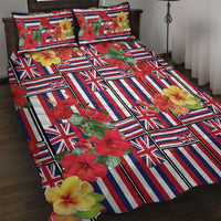 Hawaii Hibiscus Lei Quilt Bed Set Hawaiian Flag Motif