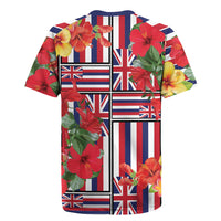 Hawaii Hibiscus Lei Rugby Jersey Hawaiian Flag Motif