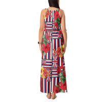 Hawaii Hibiscus Lei Tank Maxi Dress Hawaiian Flag Motif LT9 - Polynesian Pride