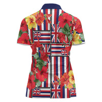 Hawaii Hibiscus Lei Women Polo Shirt Hawaiian Flag Motif