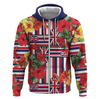 Hawaii Hibiscus Lei Zip Hoodie Hawaiian Flag Motif LT9 Zip Hoodie Red - Polynesian Pride