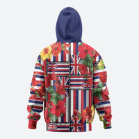 Hawaii Hibiscus Lei Zip Hoodie Hawaiian Flag Motif LT9 - Polynesian Pride