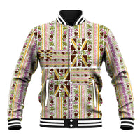 Hawaii Lokelani Pikake Lei Baseball Jacket Hawaiian Flag Motif