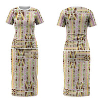 Hawaii Lokelani Pikake Lei Couples Matching Short Sleeve Bodycon Dress and Hawaiian Shirt Hawaiian Flag Motif LT9 - Polynesian Pride