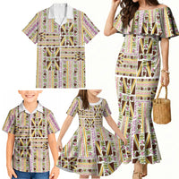 Hawaii Lokelani Pikake Lei Family Matching Mermaid Dress and Hawaiian Shirt Hawaiian Flag Motif LT9 - Polynesian Pride