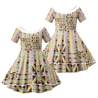 Hawaii Lokelani Pikake Lei Family Matching Mermaid Dress and Hawaiian Shirt Hawaiian Flag Motif LT9 Daughter's Dress White - Polynesian Pride