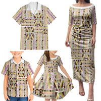 Hawaii Lokelani Pikake Lei Family Matching Puletasi and Hawaiian Shirt Hawaiian Flag Motif LT9 - Polynesian Pride