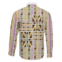 Hawaii Lokelani Pikake Lei Family Matching Puletasi and Hawaiian Shirt Hawaiian Flag Motif LT9 Son's Shirt White - Polynesian Pride