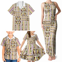 Hawaii Lokelani Pikake Lei Family Matching Tank Maxi Dress and Hawaiian Shirt Hawaiian Flag Motif LT9 - Polynesian Pride