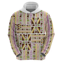Hawaii Lokelani Pikake Lei Hoodie Hawaiian Flag Motif LT9 - Polynesian Pride