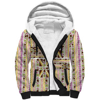 Hawaii Lokelani Pikake Lei Sherpa Hoodie Hawaiian Flag Motif