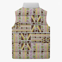 Hawaii Lokelani Pikake Lei Sleeveless Puffer Jacket Hawaiian Flag Motif