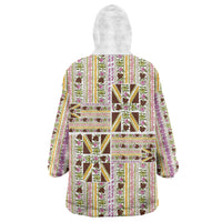 Hawaii Lokelani Pikake Lei Wearable Blanket Hoodie Hawaiian Flag Motif LT9 - Polynesian Pride
