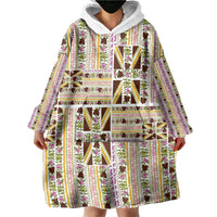 Hawaii Lokelani Pikake Lei Wearable Blanket Hoodie Hawaiian Flag Motif LT9 - Polynesian Pride