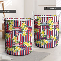 Hawaii Plumeria Lei Laundry Basket Hawaiian Flag Motif