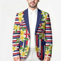 Hawaii Plumeria Lei Blazer Hawaiian Flag Motif