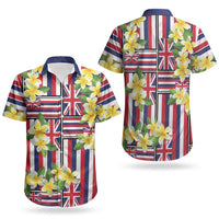 Hawaii Plumeria Lei Couples Matching Puletasi and Hawaiian Shirt Hawaiian Flag Motif LT9 - Polynesian Pride