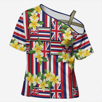 Hawaii Plumeria Lei Cross Shoulder Shirt Hawaiian Flag Motif