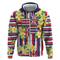 Hawaii Plumeria Lei Hoodie Hawaiian Flag Motif LT9 Zip Hoodie Red - Polynesian Pride