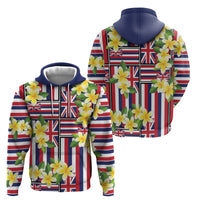 Hawaii Plumeria Lei Hoodie Hawaiian Flag Motif LT9 - Polynesian Pride