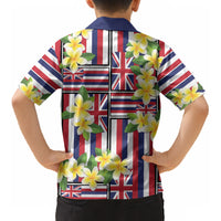 Hawaii Plumeria Lei Kid Hawaiian Shirt Hawaiian Flag Motif LT9 - Polynesian Pride
