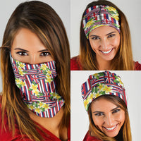 Hawaii Plumeria Lei Neck Gaiter Hawaiian Flag Motif