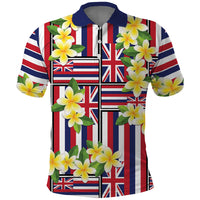 Hawaii Plumeria Lei Polo Shirt Hawaiian Flag Motif LT9 Red - Polynesian Pride