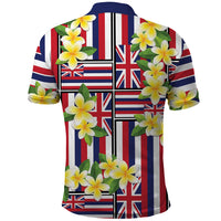 Hawaii Plumeria Lei Polo Shirt Hawaiian Flag Motif LT9 - Polynesian Pride