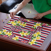 Hawaii Plumeria Lei Puzzle Hawaiian Flag Motif